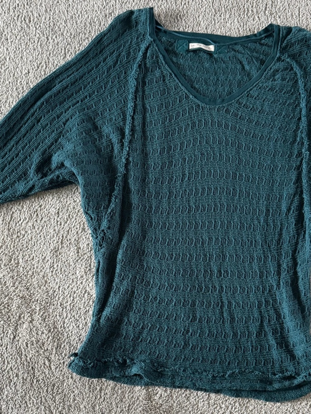 We The Free Teal V-Neck Knit Sweater